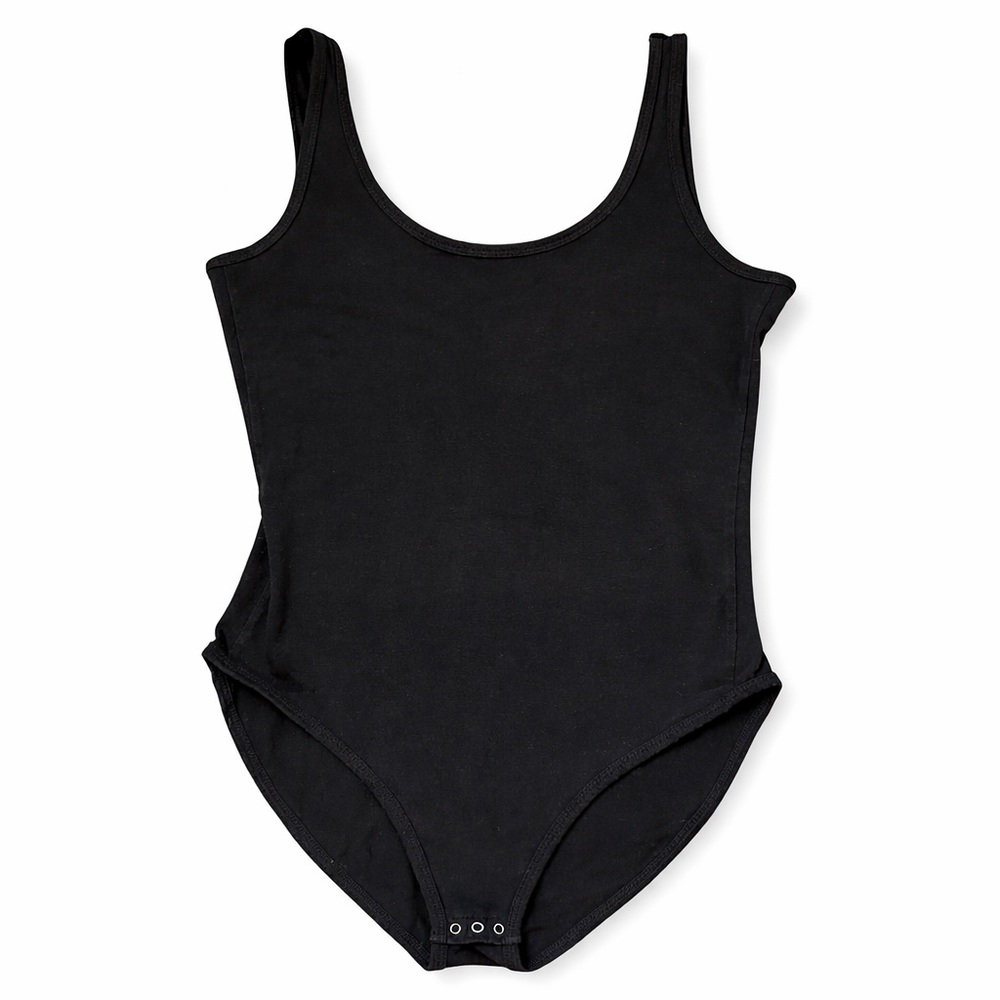 Victoria’s Secret PINK Black Cotton Logo Bodysuit Snap Bottom Size M
